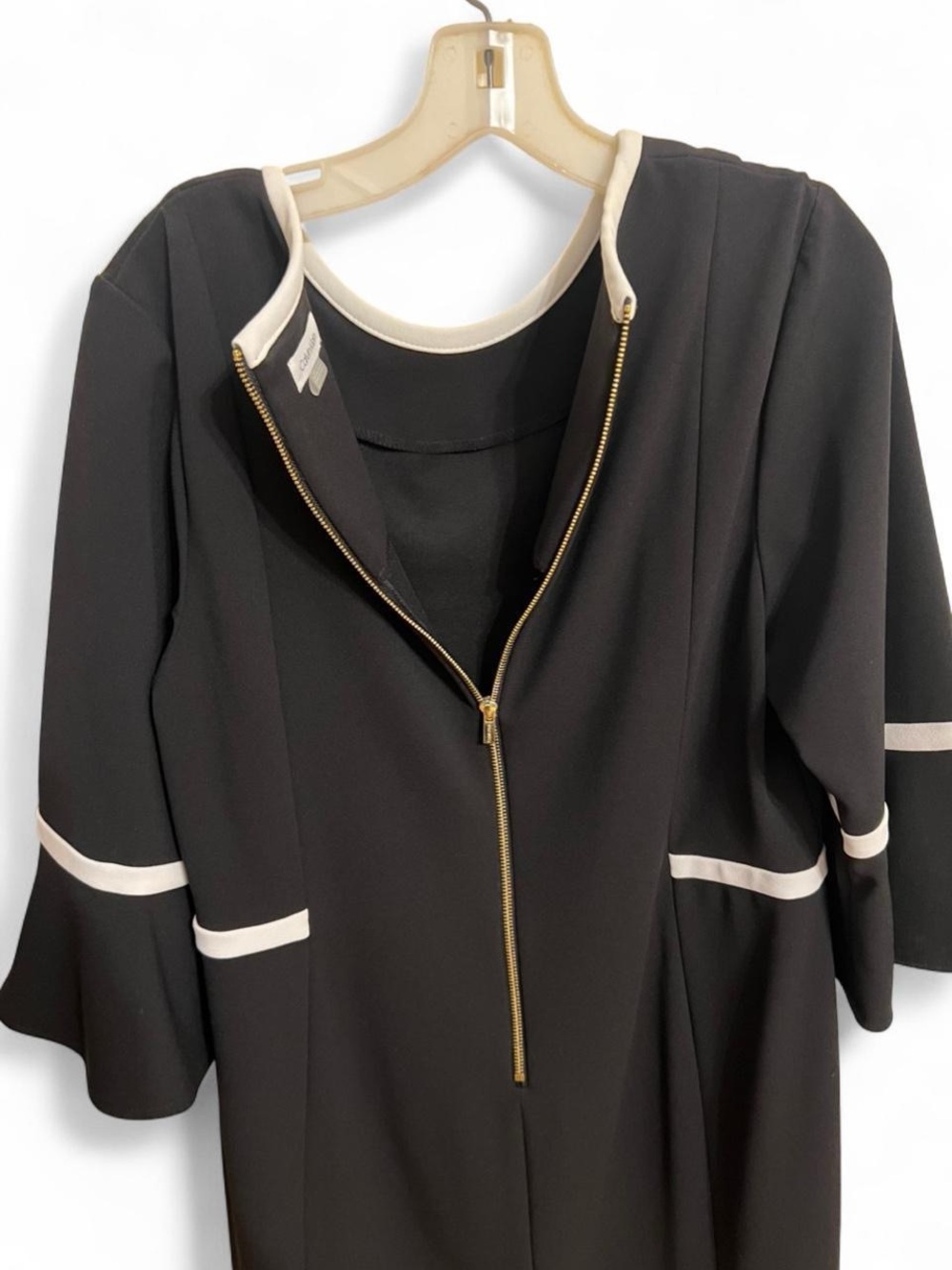 Black Sheath Dress with White Trim - Women's Classic Work Dress - Picture 7 of 7